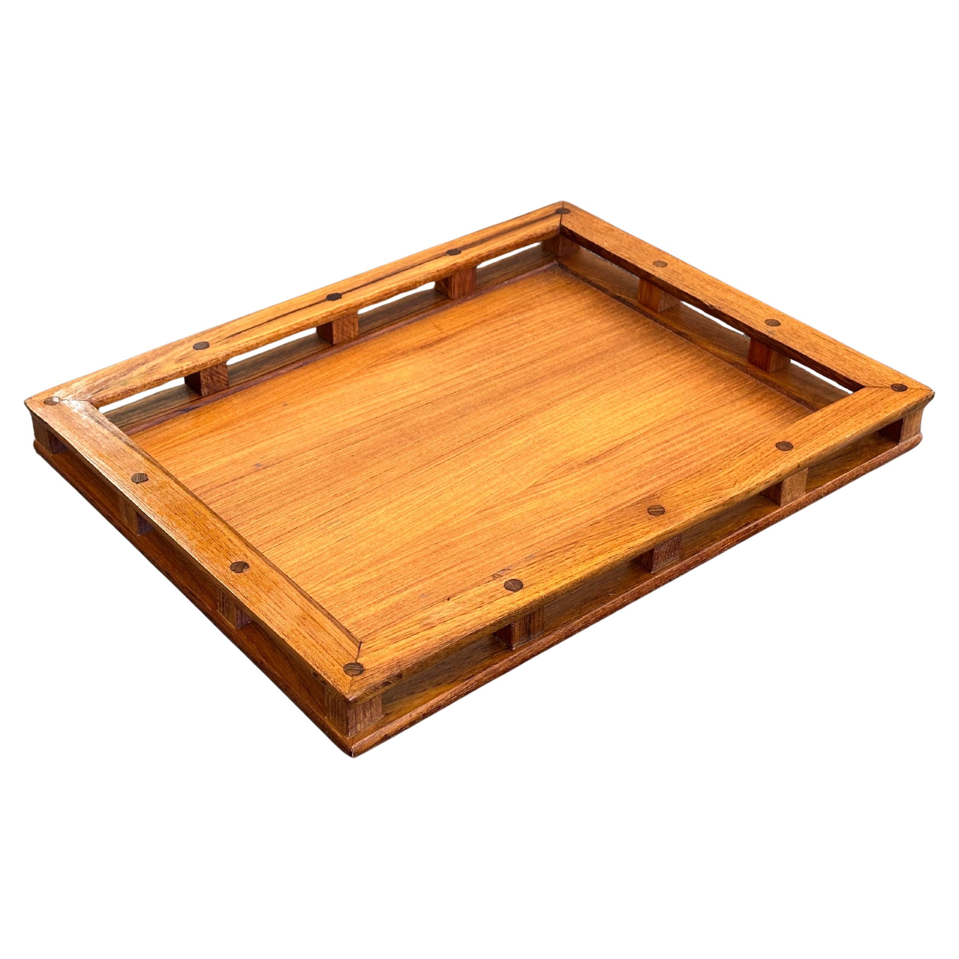 Vintage MCM Teak Serving Tray with Rails by Dansk
