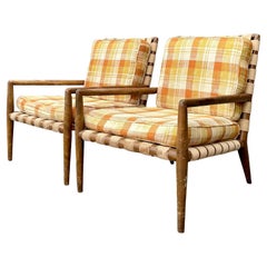 Vintage MCM t.h. Robsjohn Gibbings for Widdicomb Model 1750 Strap Lounge Chairs