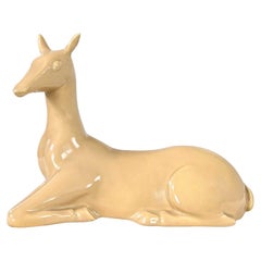 Retro MCM to Modern Art Deco Revival Caramel Colored Ceramic Deer by Jaru 1975