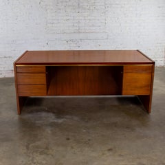 Vintage MCM to Modern Walnut Executive Desk by Commonwealth Contract Furnishings