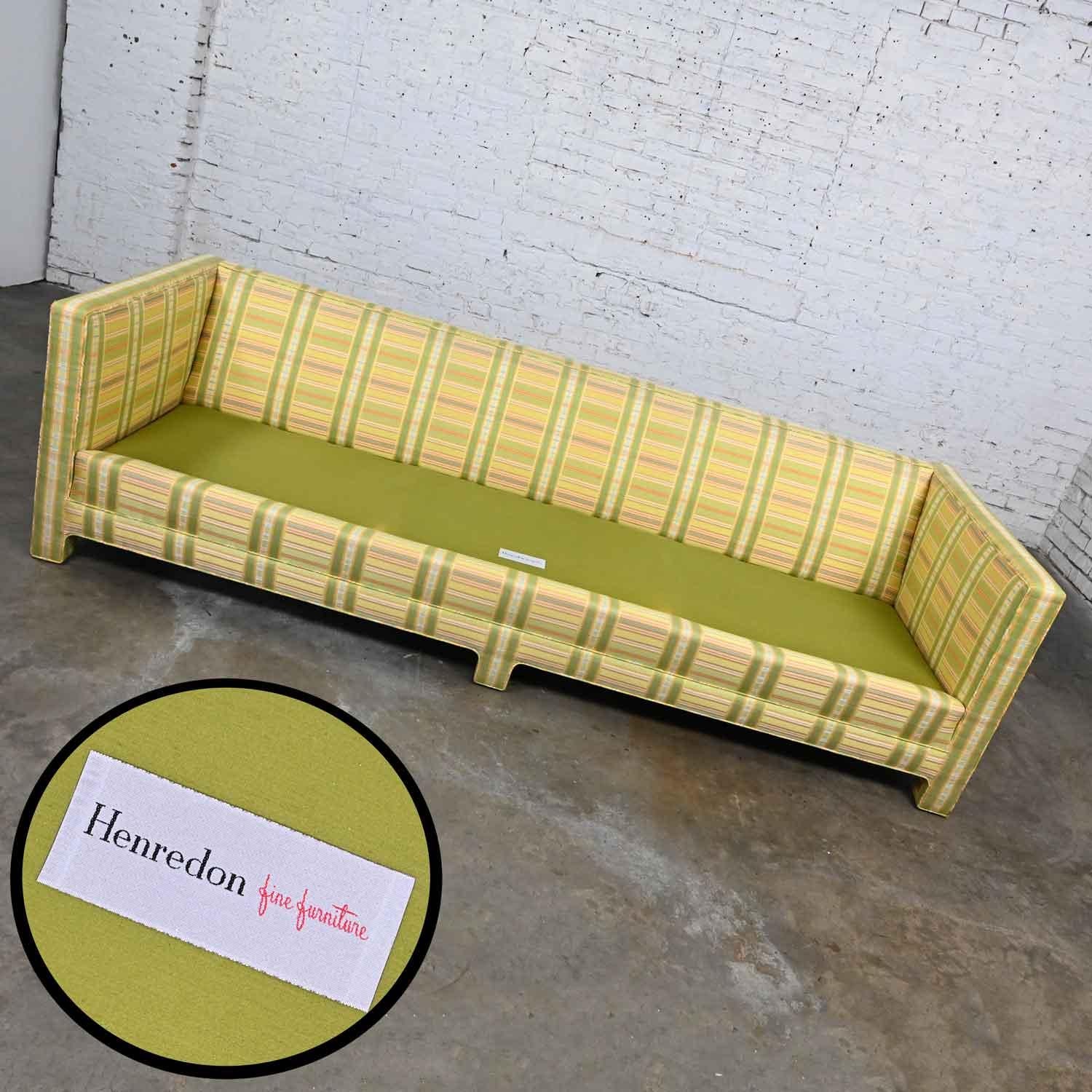 Vintage MCM to Modern Yellow & Chartreuse Plaid Tuxedo Sofa by Henredon For Sale 2