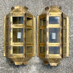 Vintage MCM Tom Greene for Feldman Brutalist Wall Sconces - a Pair