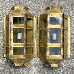 Vintage MCM Tom Greene for Feldman Brutalist Wall Sconces- a Pair