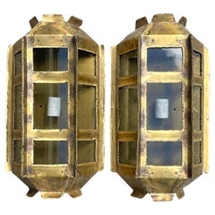 Antique MCM Tom Greene for Feldman Brutalist Wall Sconces- a Pair