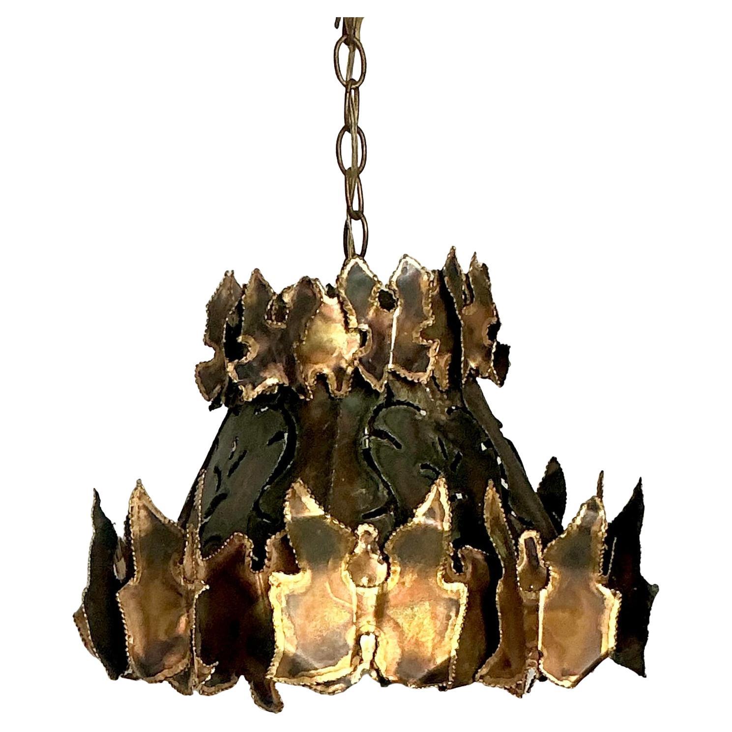 Lustre Vintage MCM Torch Cut d'après Tom Greene en vente