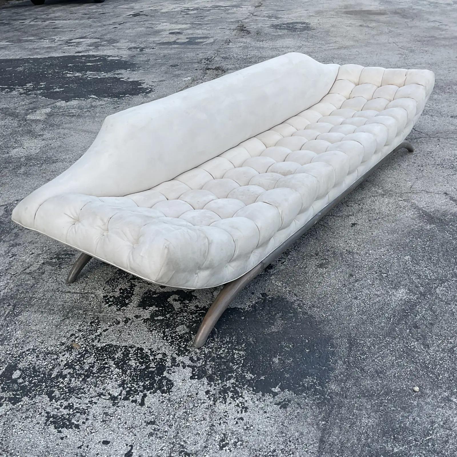 Vintage MCM Tufted Gondola Sofa After Adrian Pearsall In Good Condition In west palm beach, FL