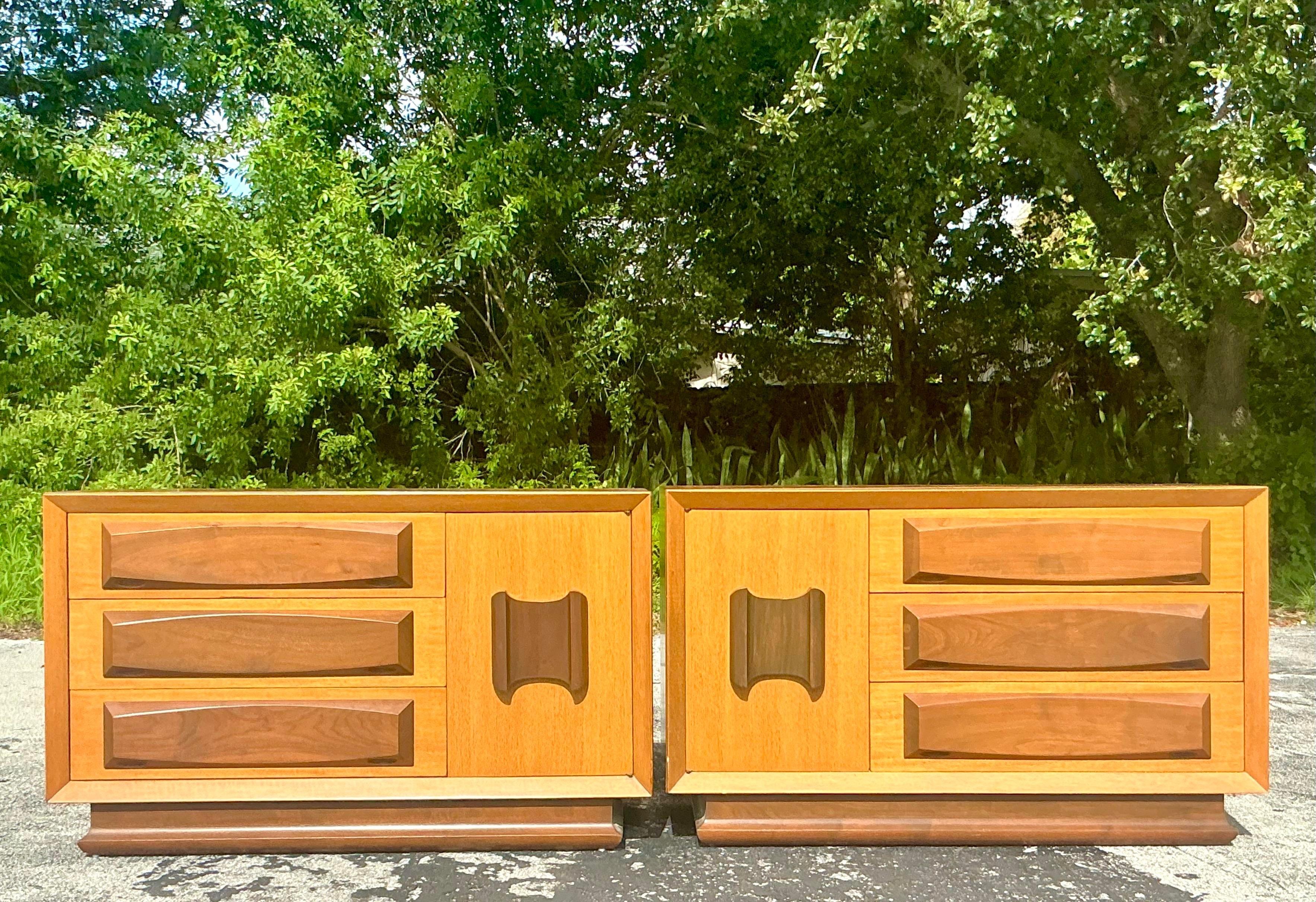 Mid-Century Modern Vintage MCM VanLeigh Crest Dressers - a Pair