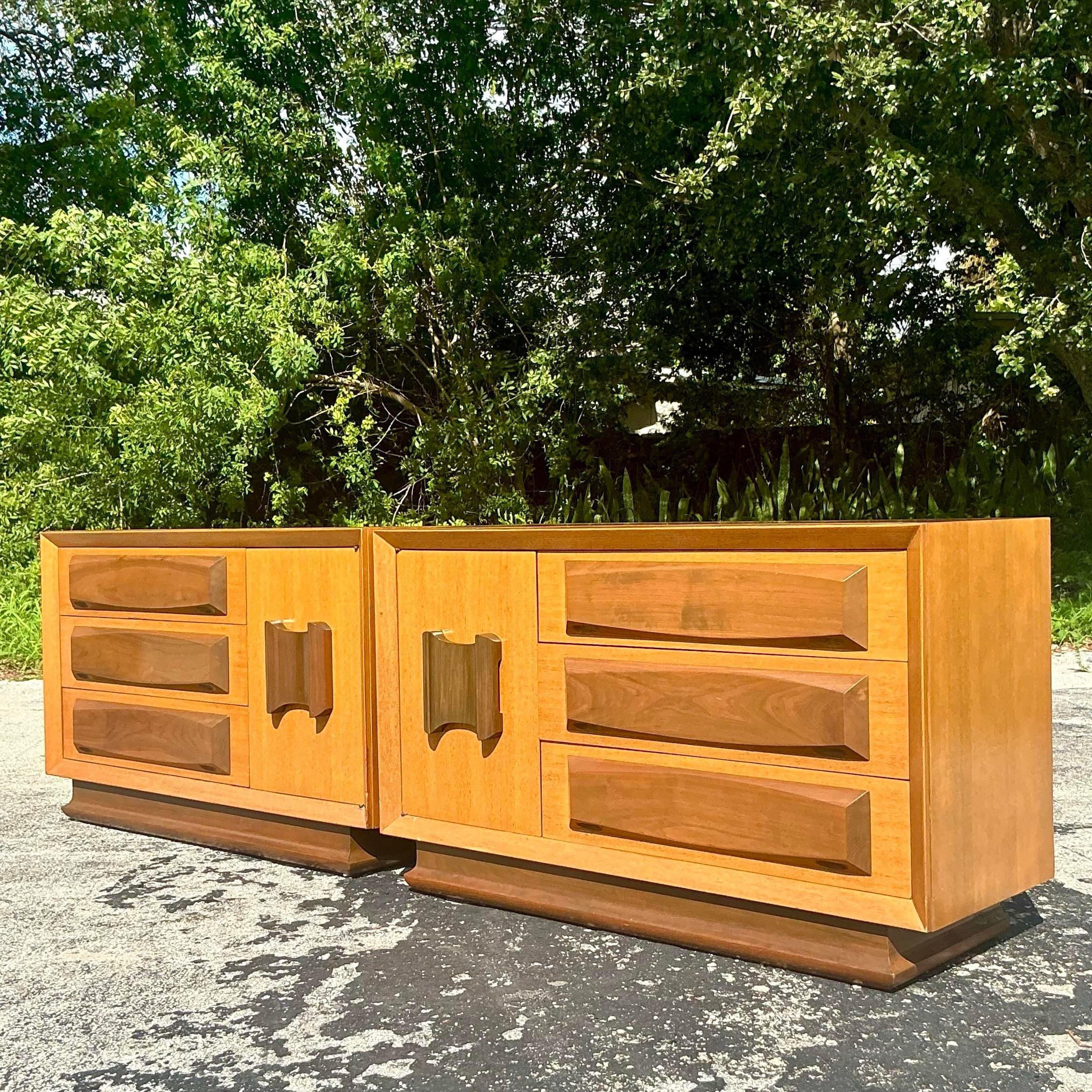 American Vintage MCM VanLeigh Crest Dressers - a Pair