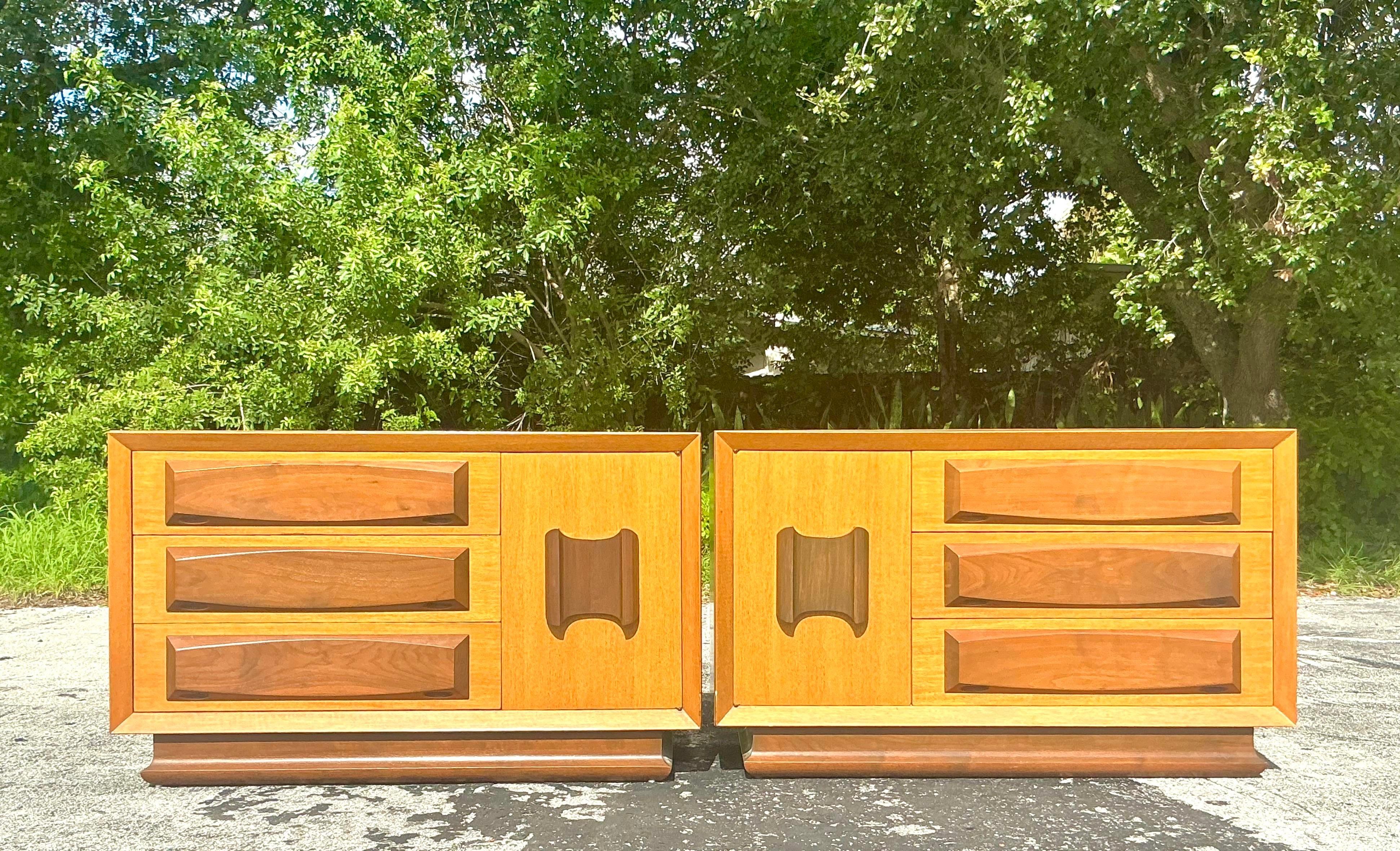 20th Century Vintage MCM VanLeigh Crest Dressers - a Pair
