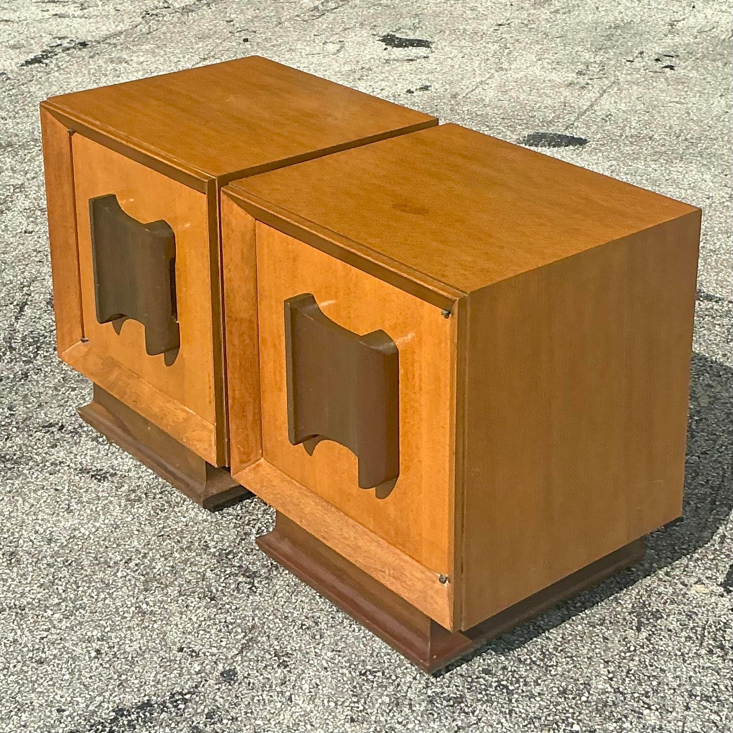 Mid-Century Modern Vintage MCM VanLeigh Crest Nightstands - a Pair