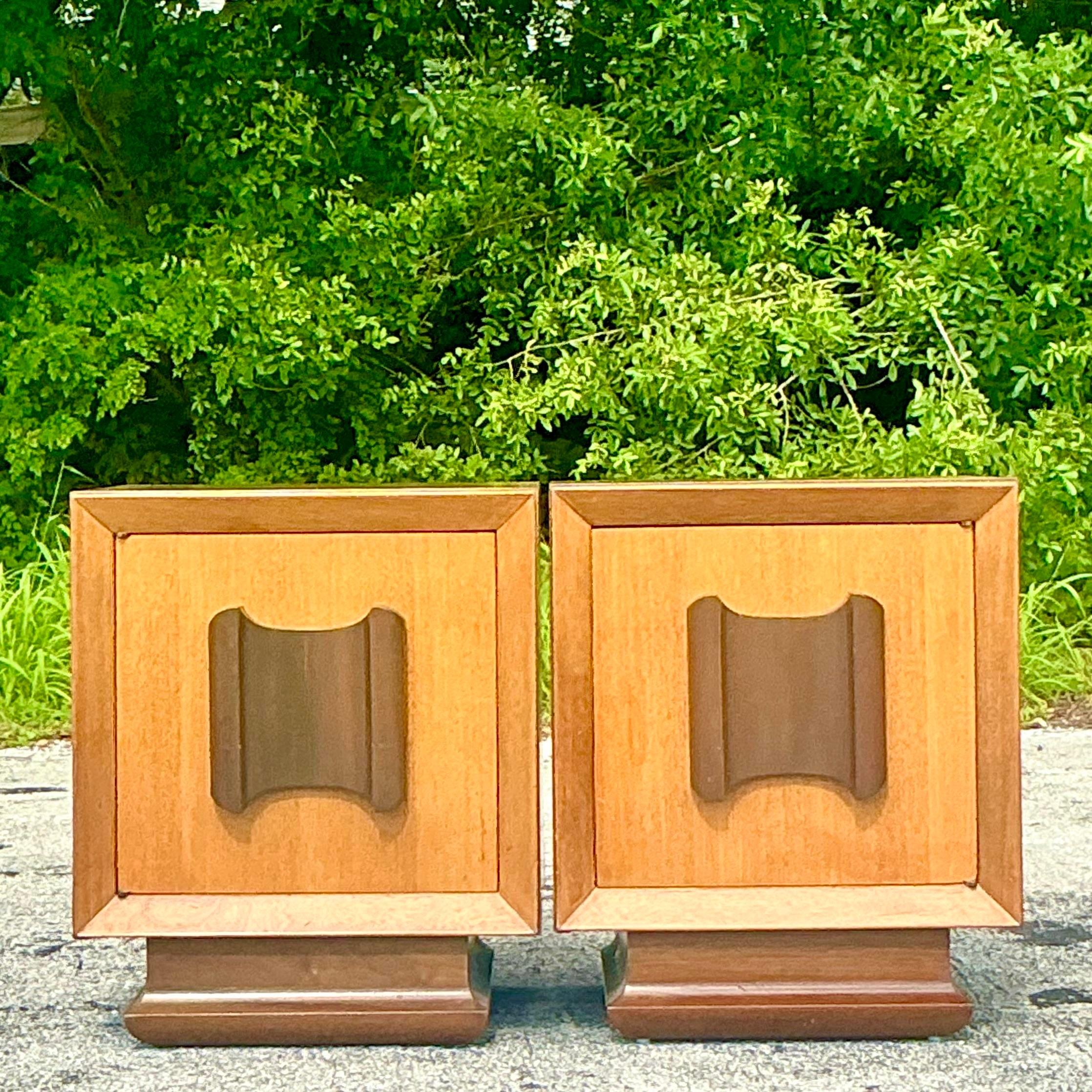 20th Century Vintage MCM VanLeigh Crest Nightstands - a Pair