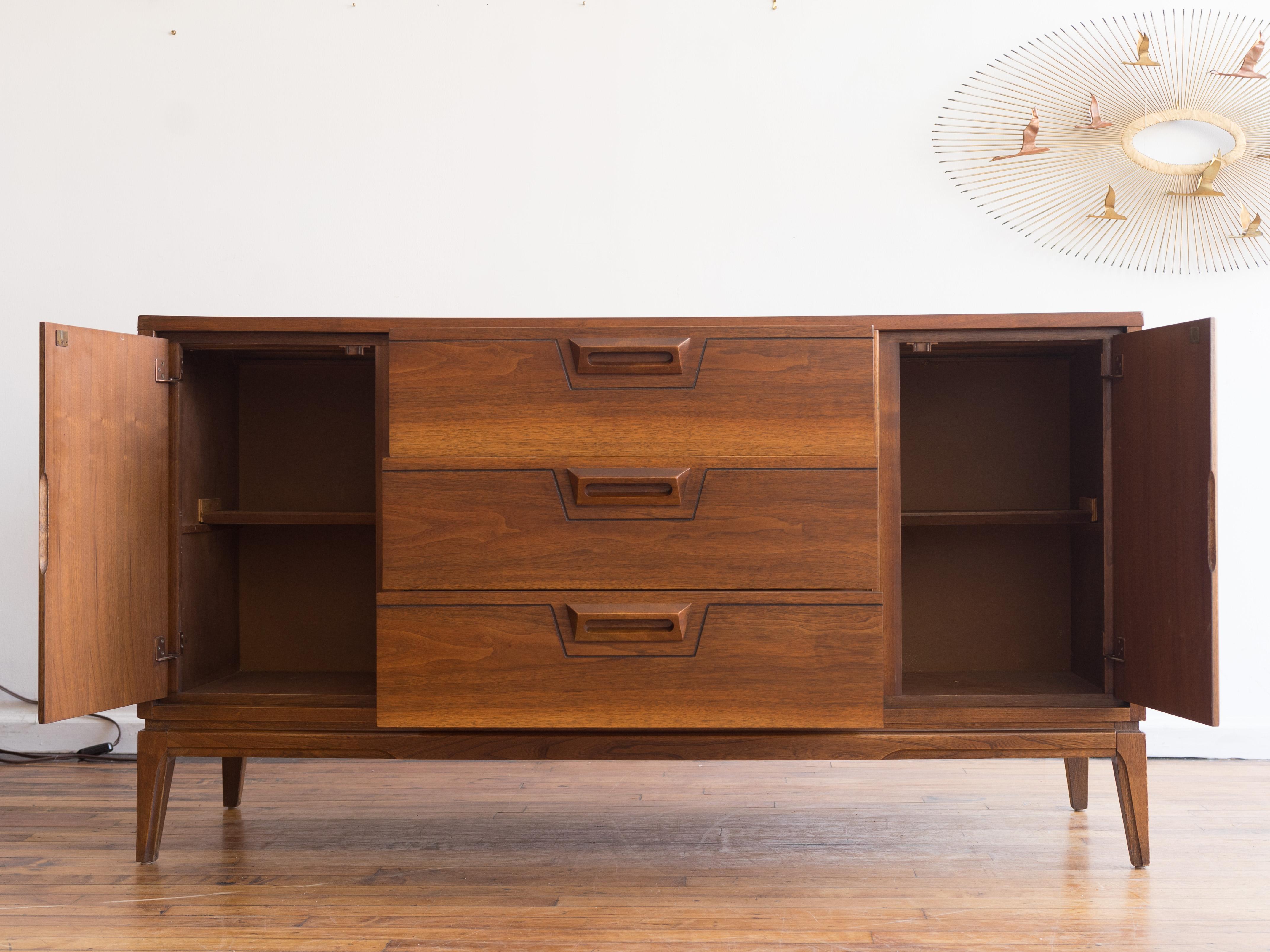 Vintage MCM Walnut Credenza by United 5