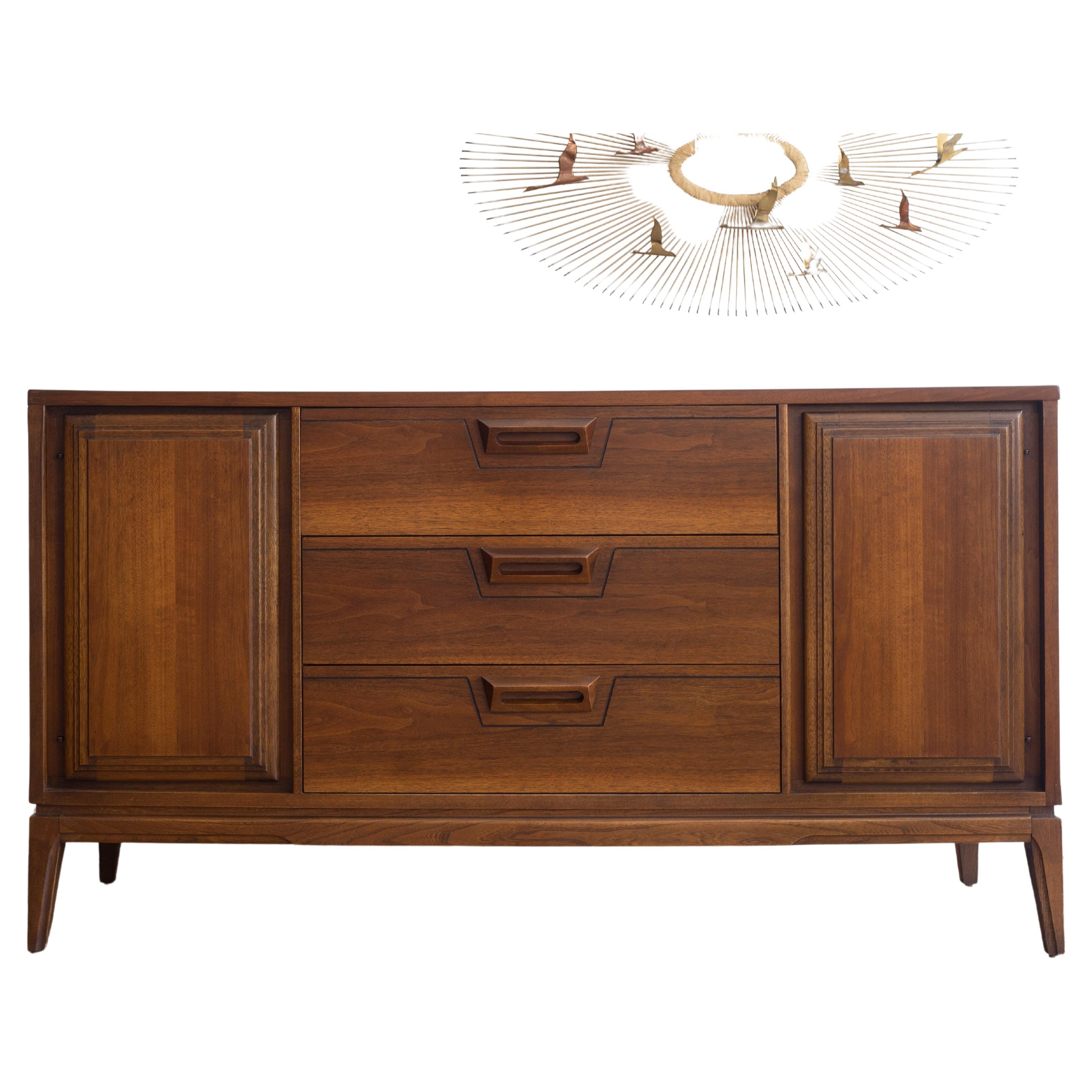 Vintage MCM Walnut Credenza by United