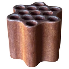 Vintage MCM Walnut Pencil Holder