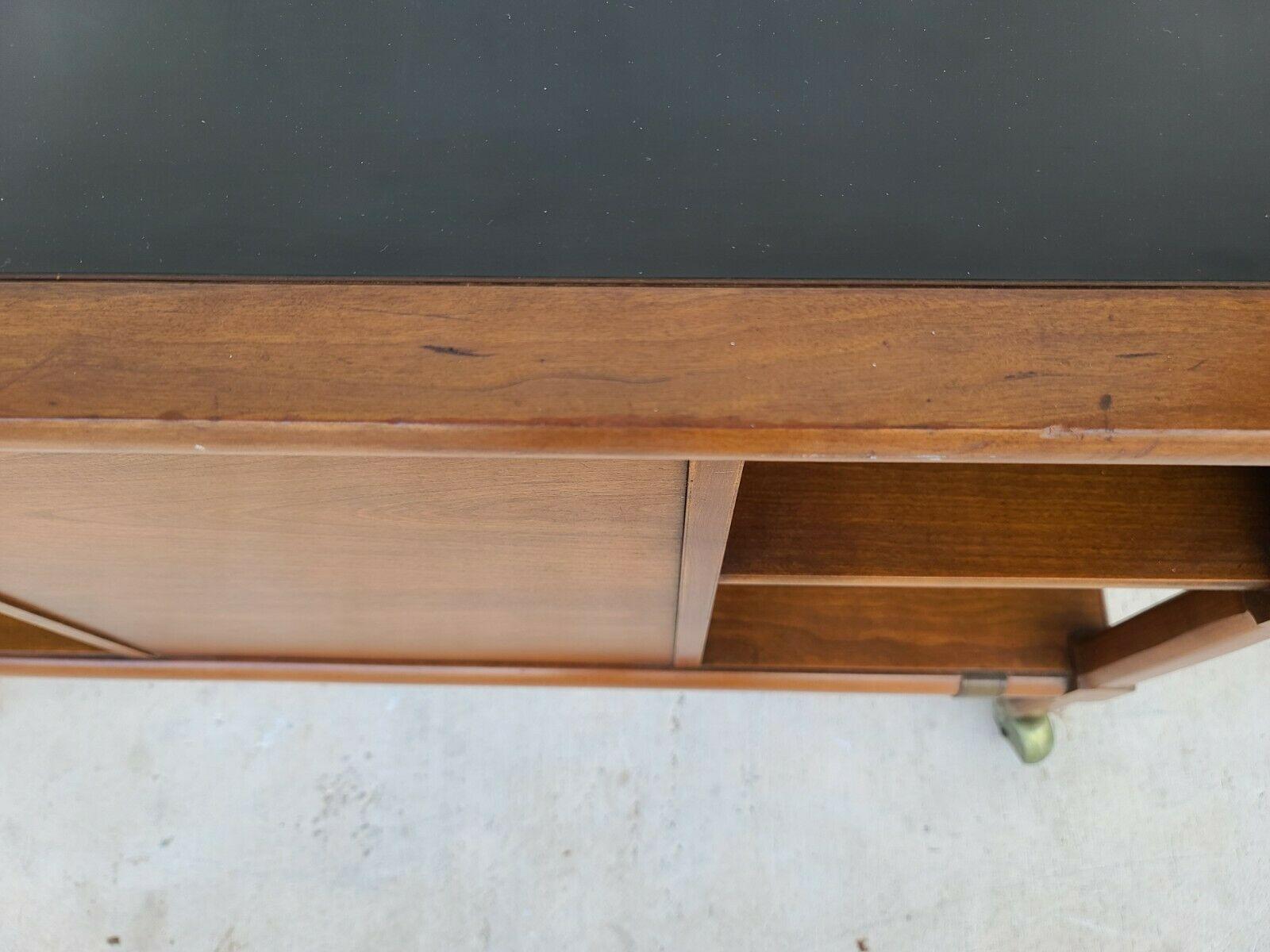 Vintage Mcm Walnut Rolling Sideboard Buffet Dry Bar 6