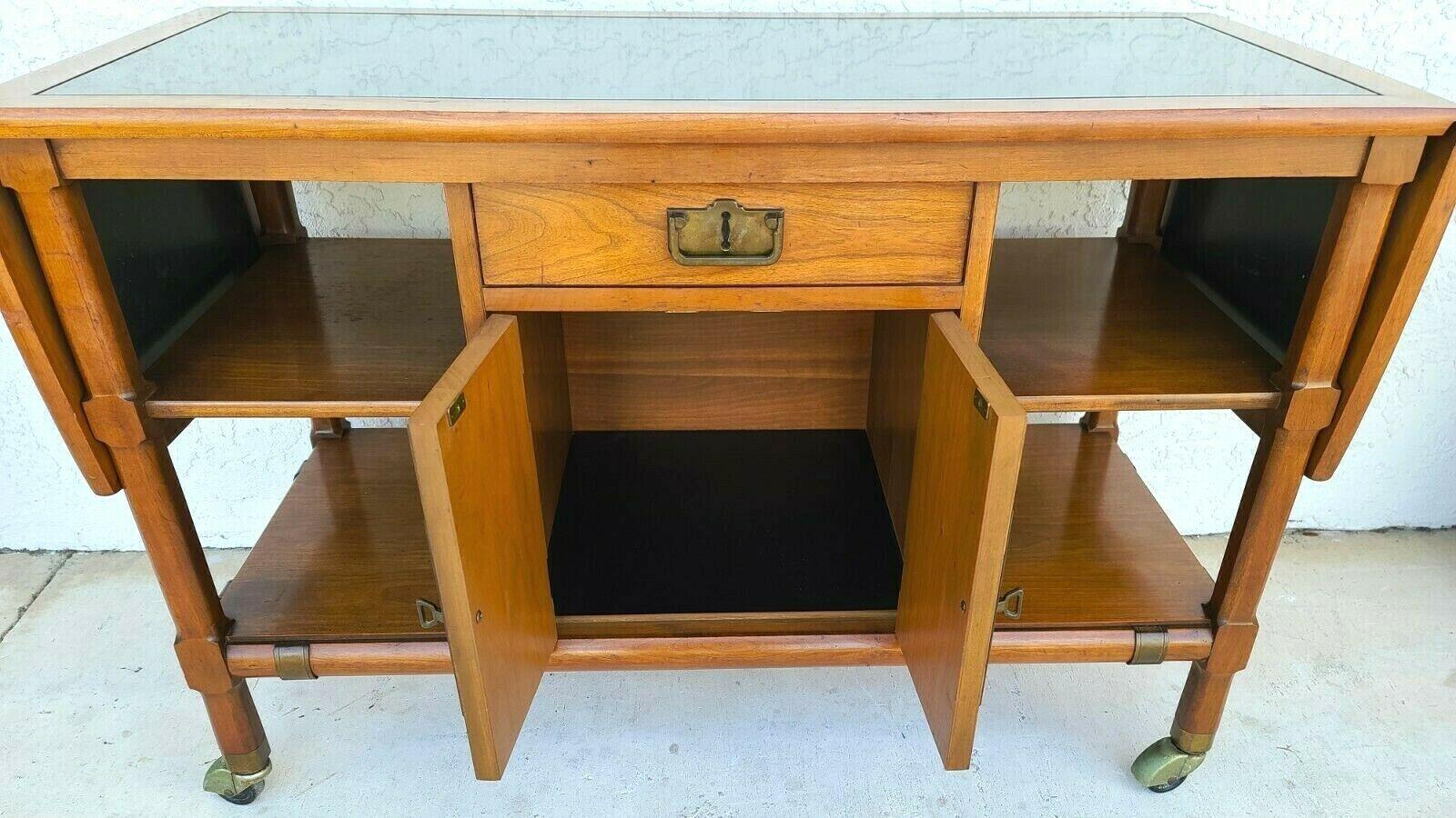 Mid-Century Modern Vintage Mcm Walnut Rolling Sideboard Buffet Dry Bar