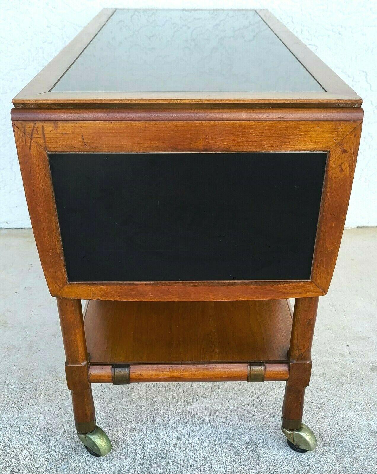 Vintage Mcm Walnut Rolling Sideboard Buffet Dry Bar 2