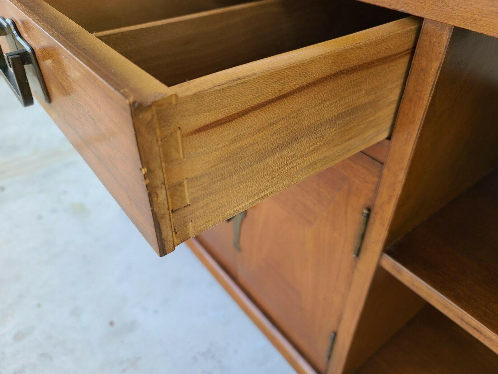 Vintage Mcm Walnut Rolling Sideboard Buffet Dry Bar 3