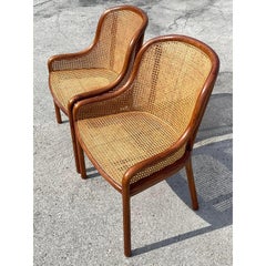 Vintage MCM Ward Bennett “Landmark” Cane Chairs, a Pair