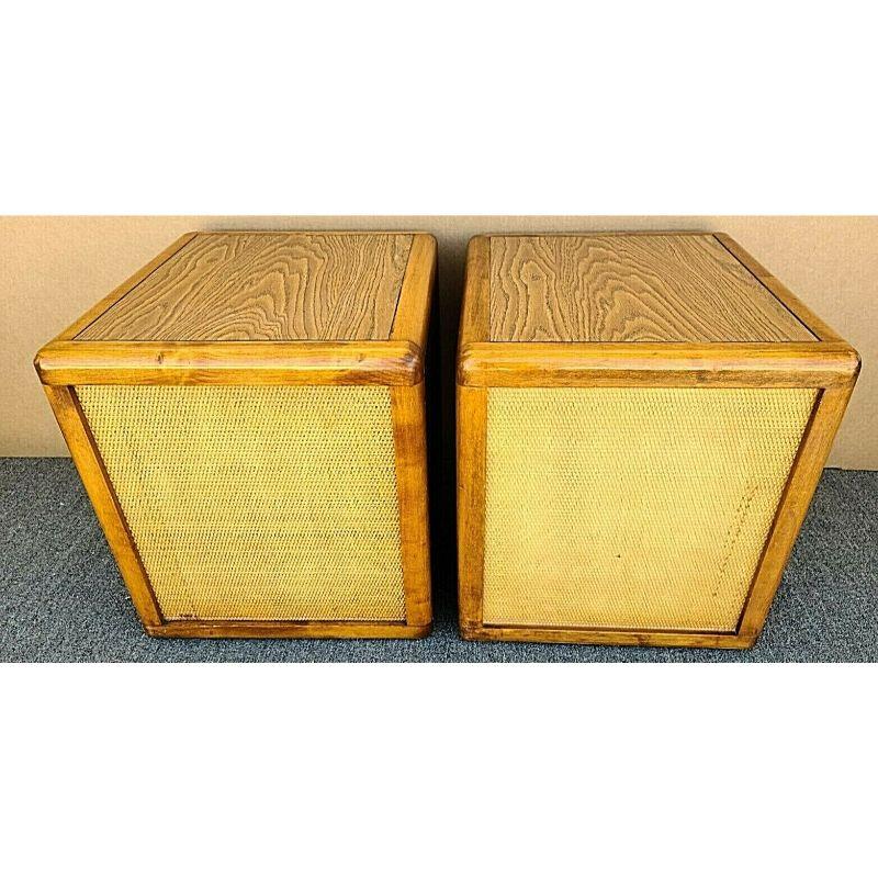 For FULL item description click on CONTINUE READING at the bottom of this page.

Offering One Of Our Recent Palm Beach Estate Fine Furniture Acquisitions Of A
Vintage Pair of Glenn of California Mid Century Modern Wicker Accented