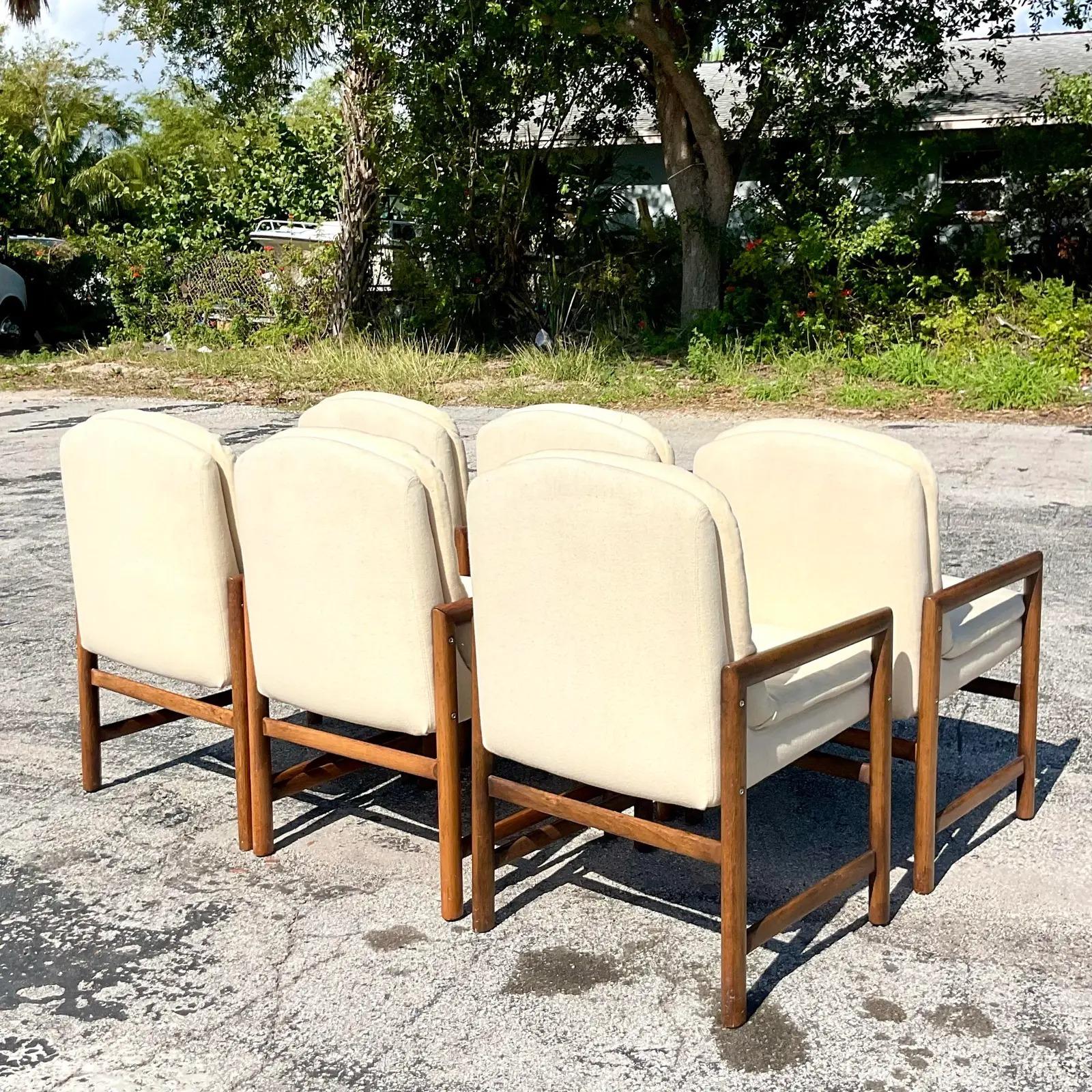 Vintage MCM Wood Frame Dining Chairs - Set of 6 3