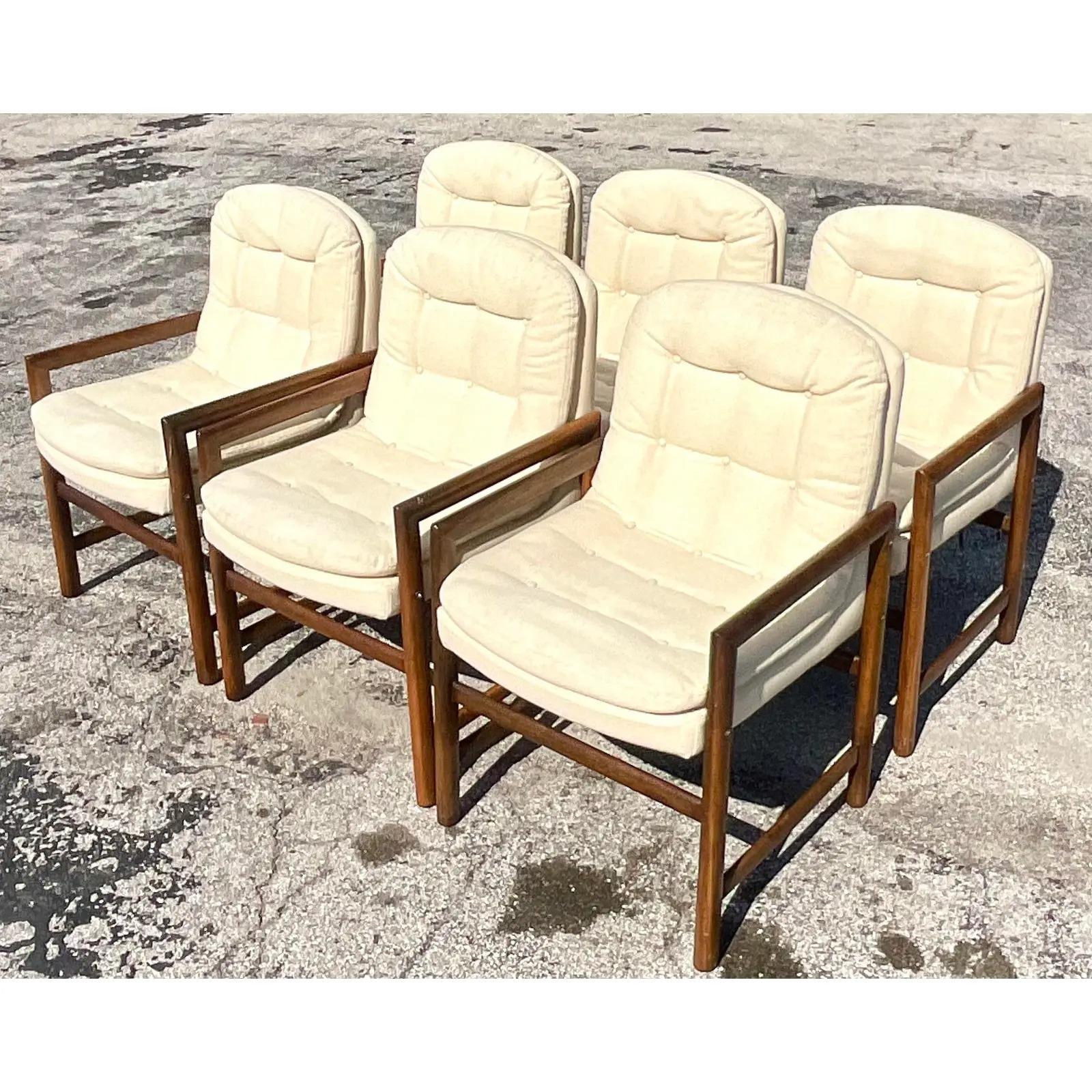 Vintage MCM Wood Frame Dining Chairs - Set of 6 4