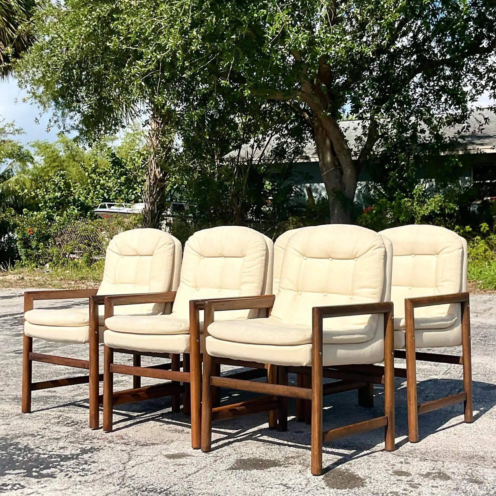 North American Vintage MCM Wood Frame Dining Chairs - Set of 6