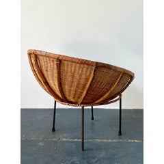 Vintage MCM Woven Rattan Bowl Chair