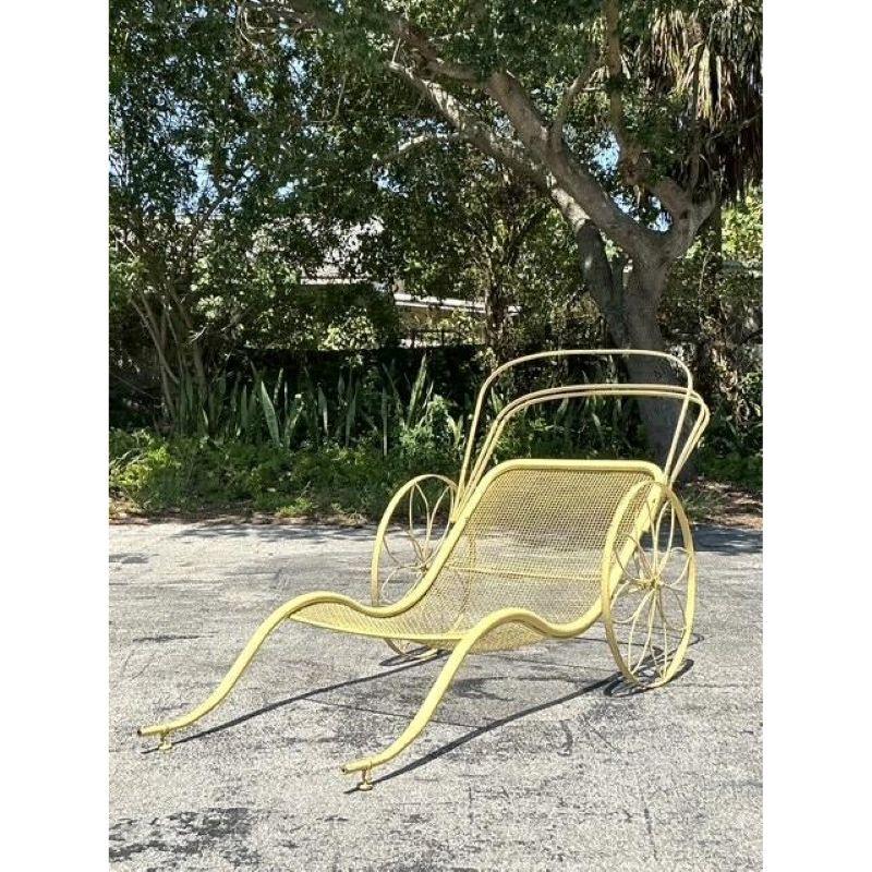 Chaise longue vintage MCM en fer forgé d'après Russel Woodard en vente 1