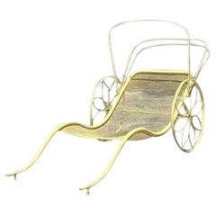 Vintage MCM Wrought Iron Canopy Chaise Lounge After Russel Woodard