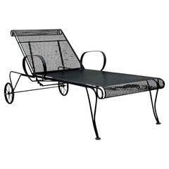 Vintage MCM Wrought Iron Chaise Lounge After Russell Woodard
