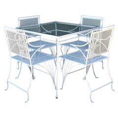 Vintage MCM Wrought Iron Outdoor Dining Set of 5