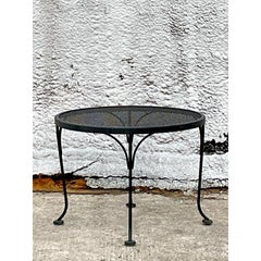 Vintage MCM Wrought Iron Side Table After Russell Woodard