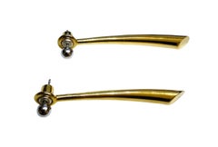 Vintage MCM Yellow Gold Plated 925 Sterling Silver Drop Post Earrings