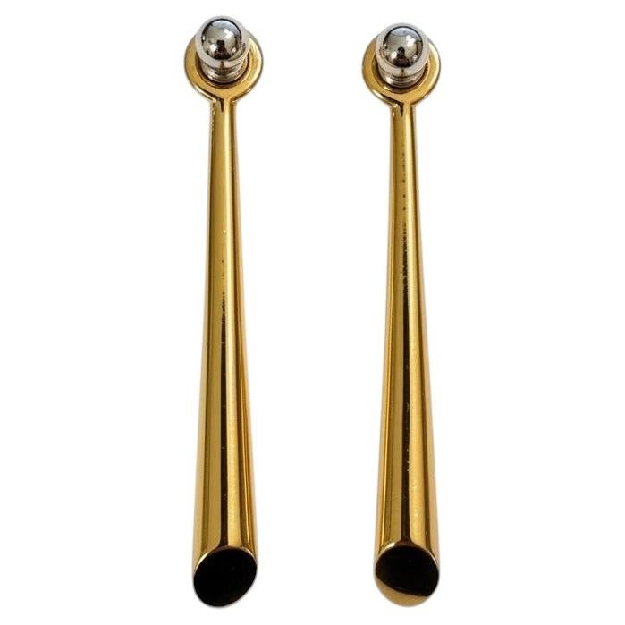 Vintage MCM Yellow Gold Plated 925 Sterling Silver Drop Post Earrings