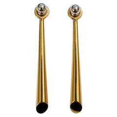 Vintage MCM Yellow Gold Plated 925 Sterling Silver Drop Post Earrings