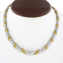 Vintage McTeigue & Co. Platinum & 18k Gold 14.1ctw Marquise Diamond Necklace