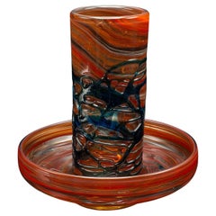 Vintage Mdina Candle Stand, Maltese, Art Glass, Candlestick Holder, Circa 1970