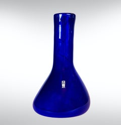 Vintage Mdina Glass Cobalt Blue Organic Shaped Tall Vase