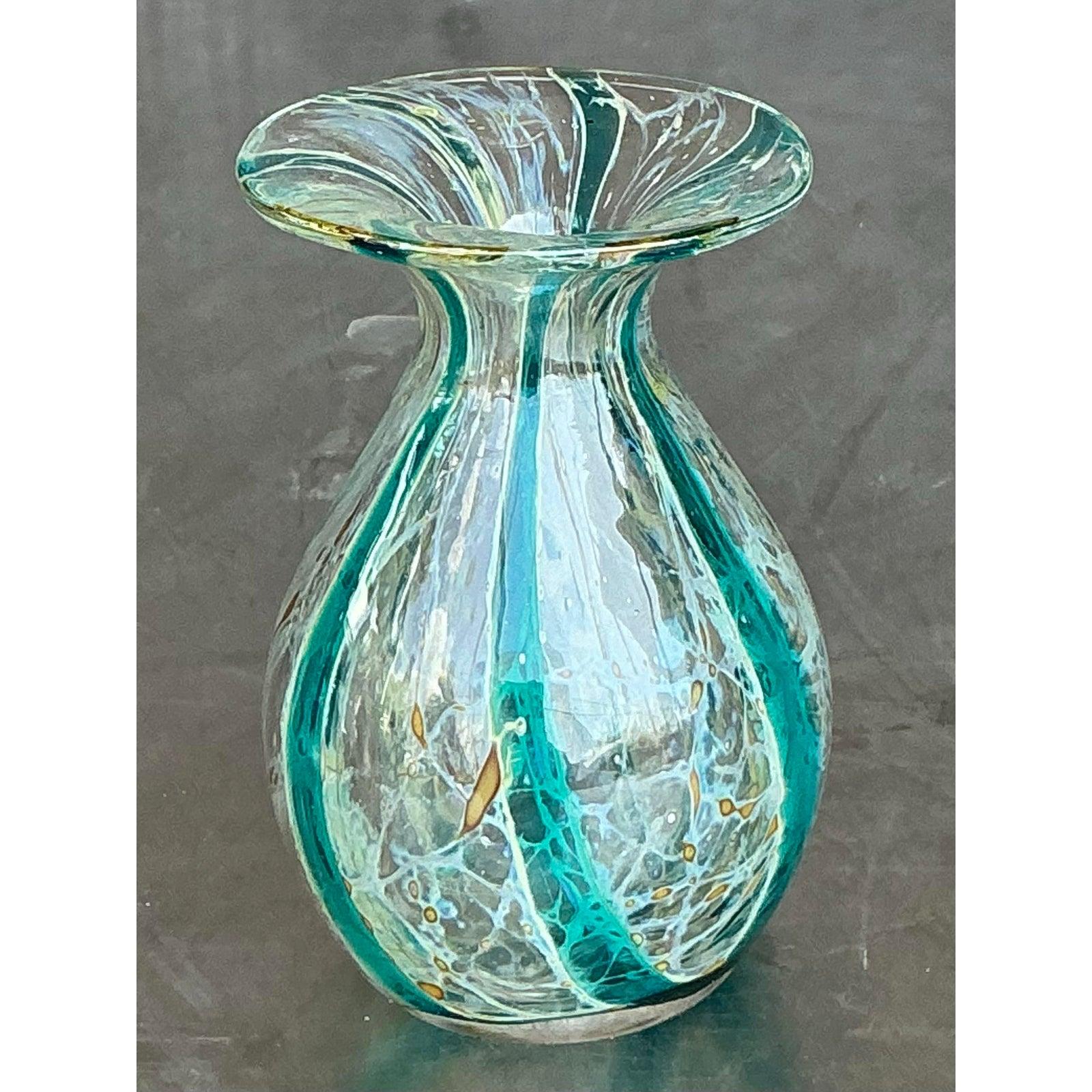 Vintage Mdina Malta Glas Vase (20. Jahrhundert) im Angebot