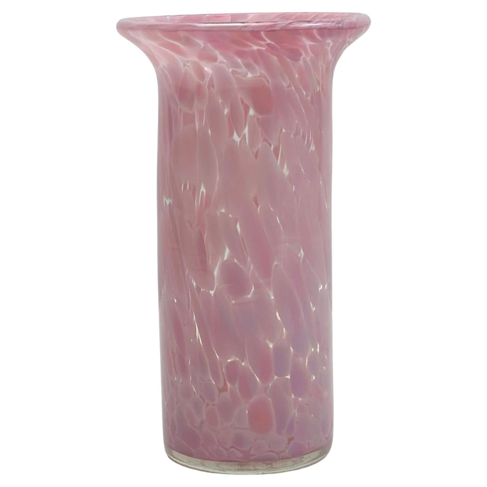 Vaso di vetro rosa screziato vintage Mdina Glass, Malta, anni 
80