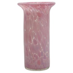 Vintage Mdina Pink Mottled Glass Spill Vase, Malta, 1980s