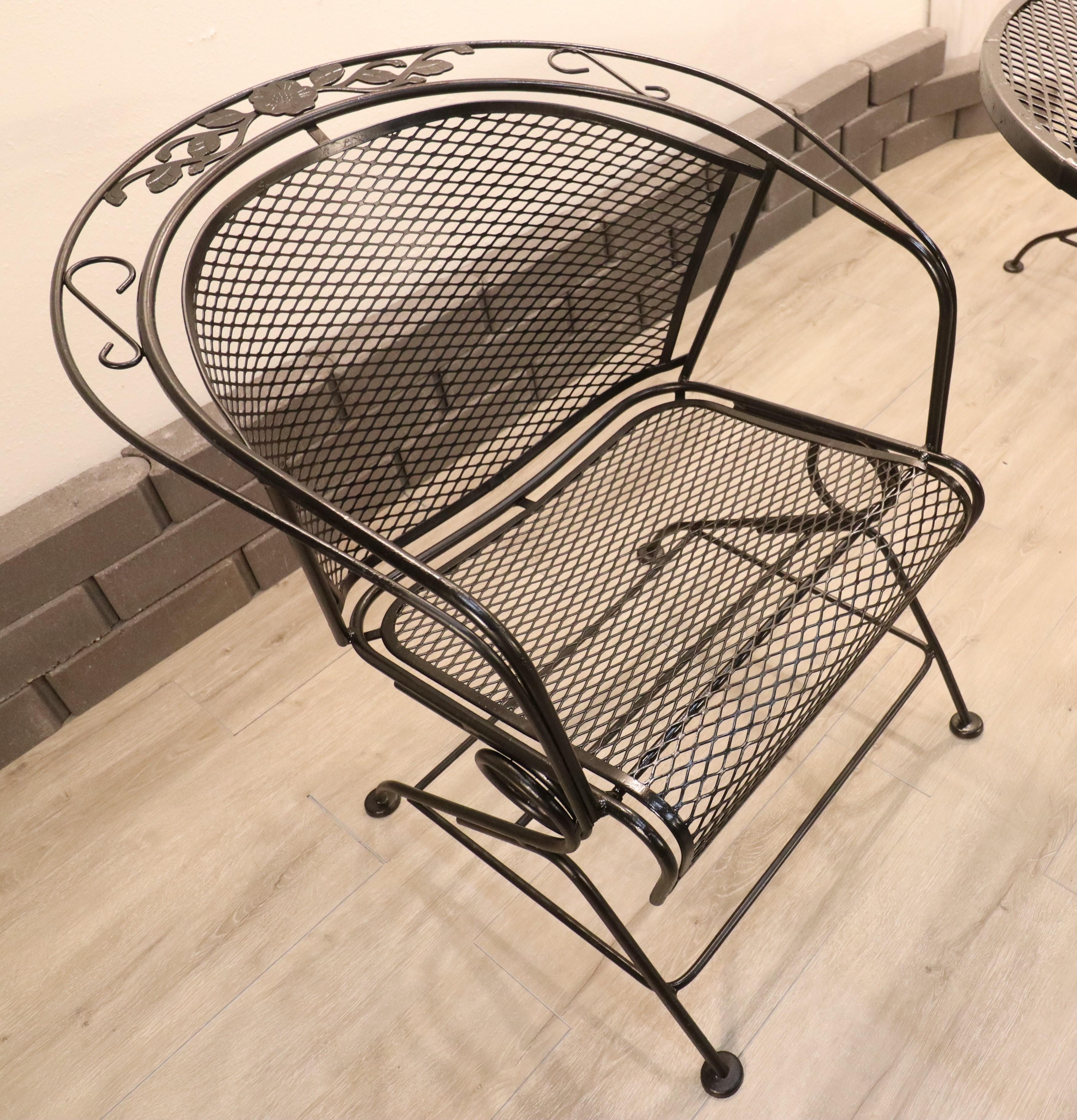 Vintage Meadow Craft collection fer forgé Coil Spring Barrel Chairs w/ Table en vente 2