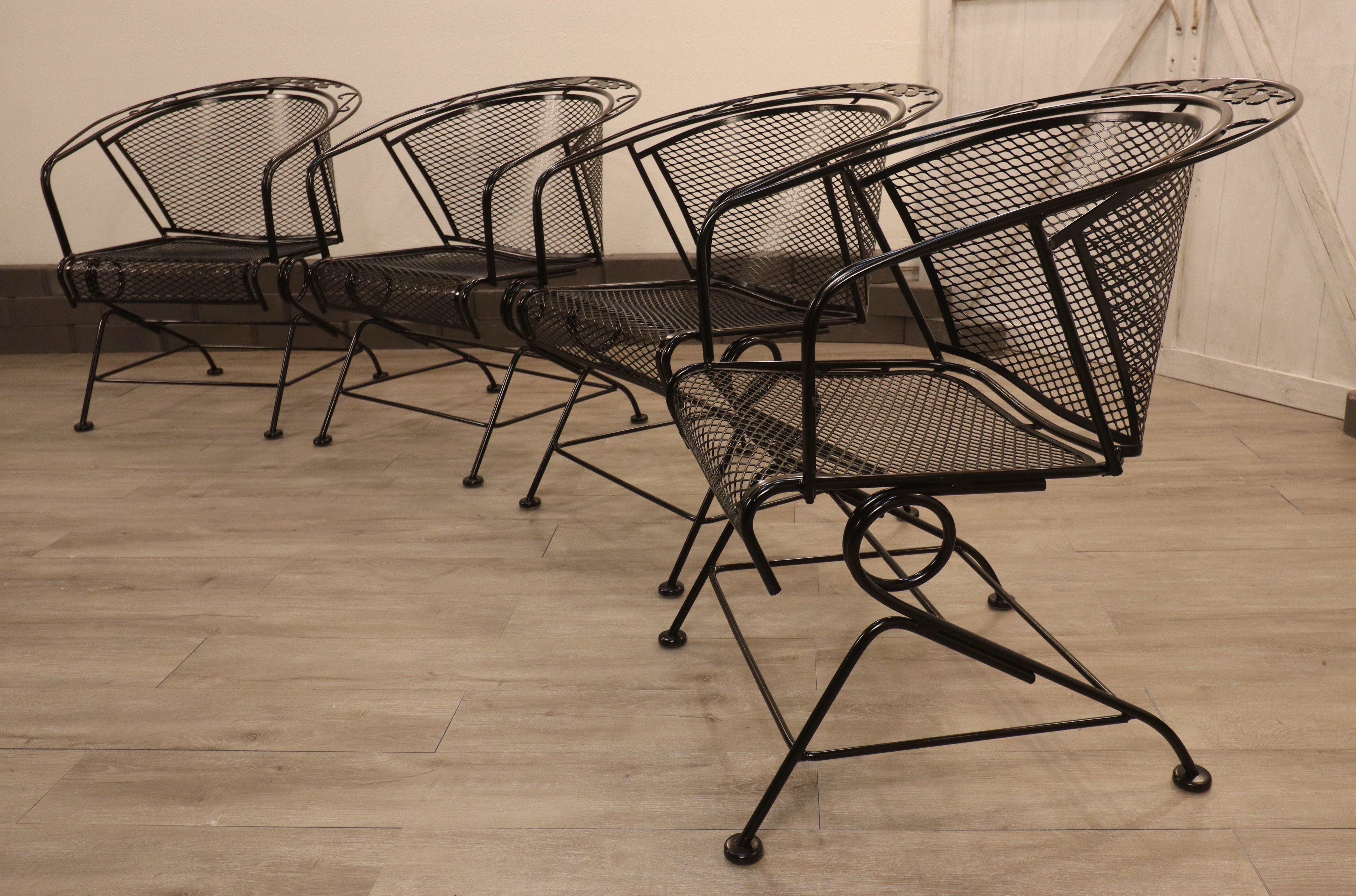Fer forgé Chaises de printemps Meadow Craft à motifs floraux et feuilles en vente
