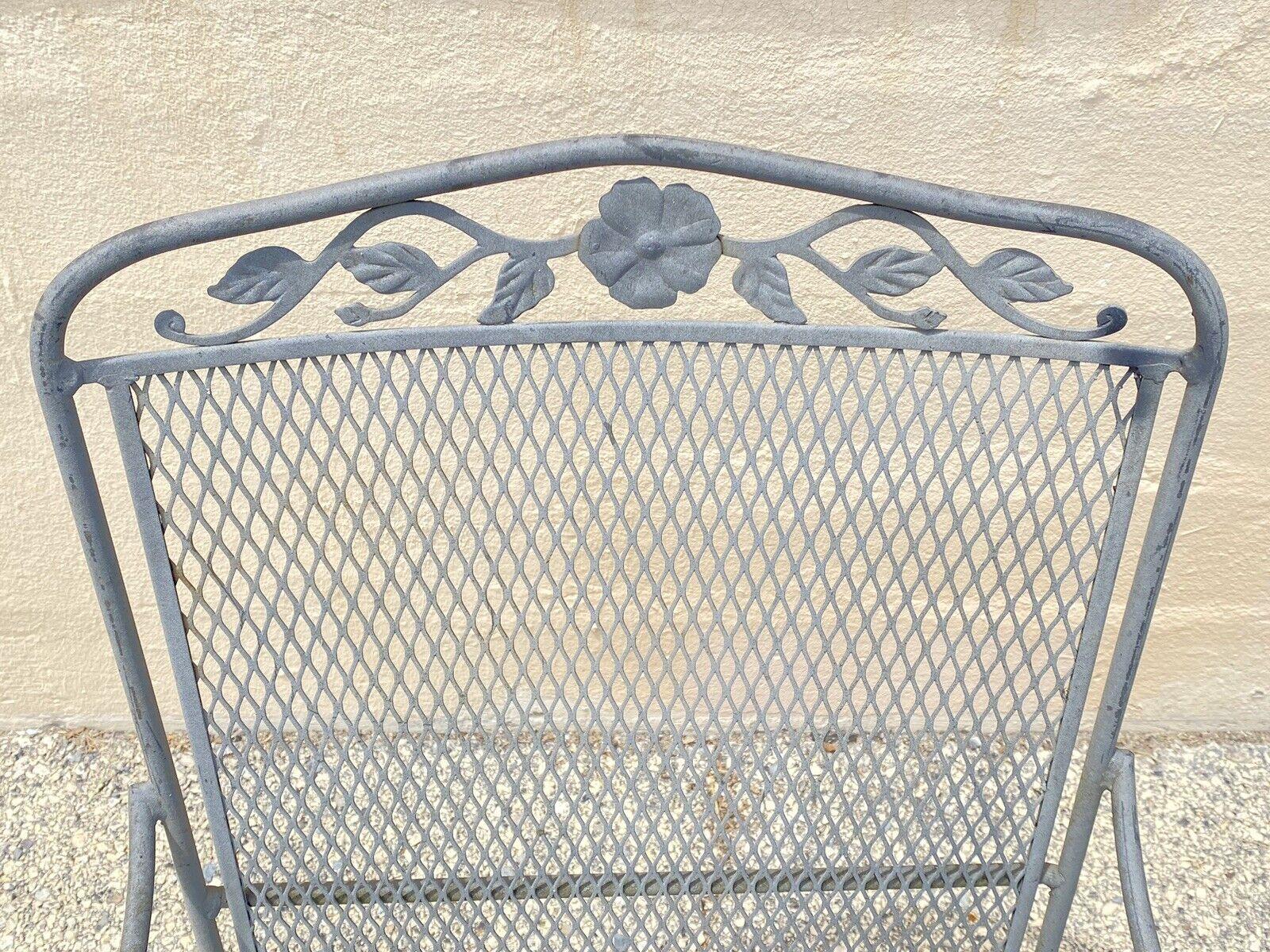 Vintage Meadowcraft Dogwood Coil Spring Wrought Iron Garden Patio Chair, a Pair In Good Condition In Philadelphia, PA