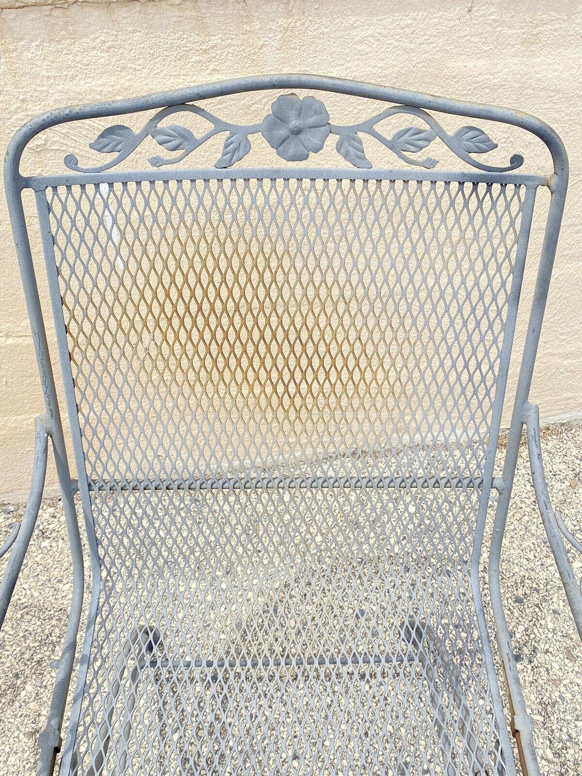 Vintage Meadowcraft Dogwood Coil Spring Wrought Iron Garden Patio Chair, a Pair In Good Condition In Philadelphia, PA