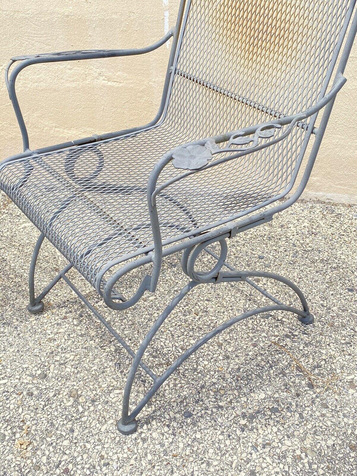 Vintage Meadowcraft Dogwood Coil Spring Wrought Iron Garden Patio Chair, a Pair 3