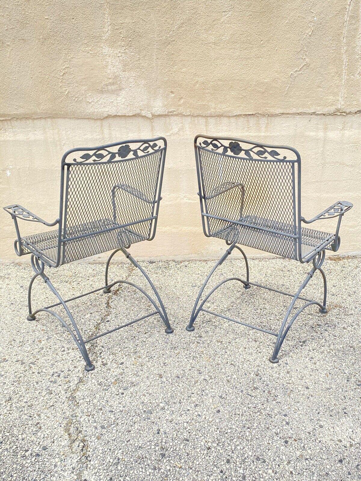 Vintage Meadowcraft Dogwood Coil Spring Wrought Iron Garden Patio Chair, a Pair 4