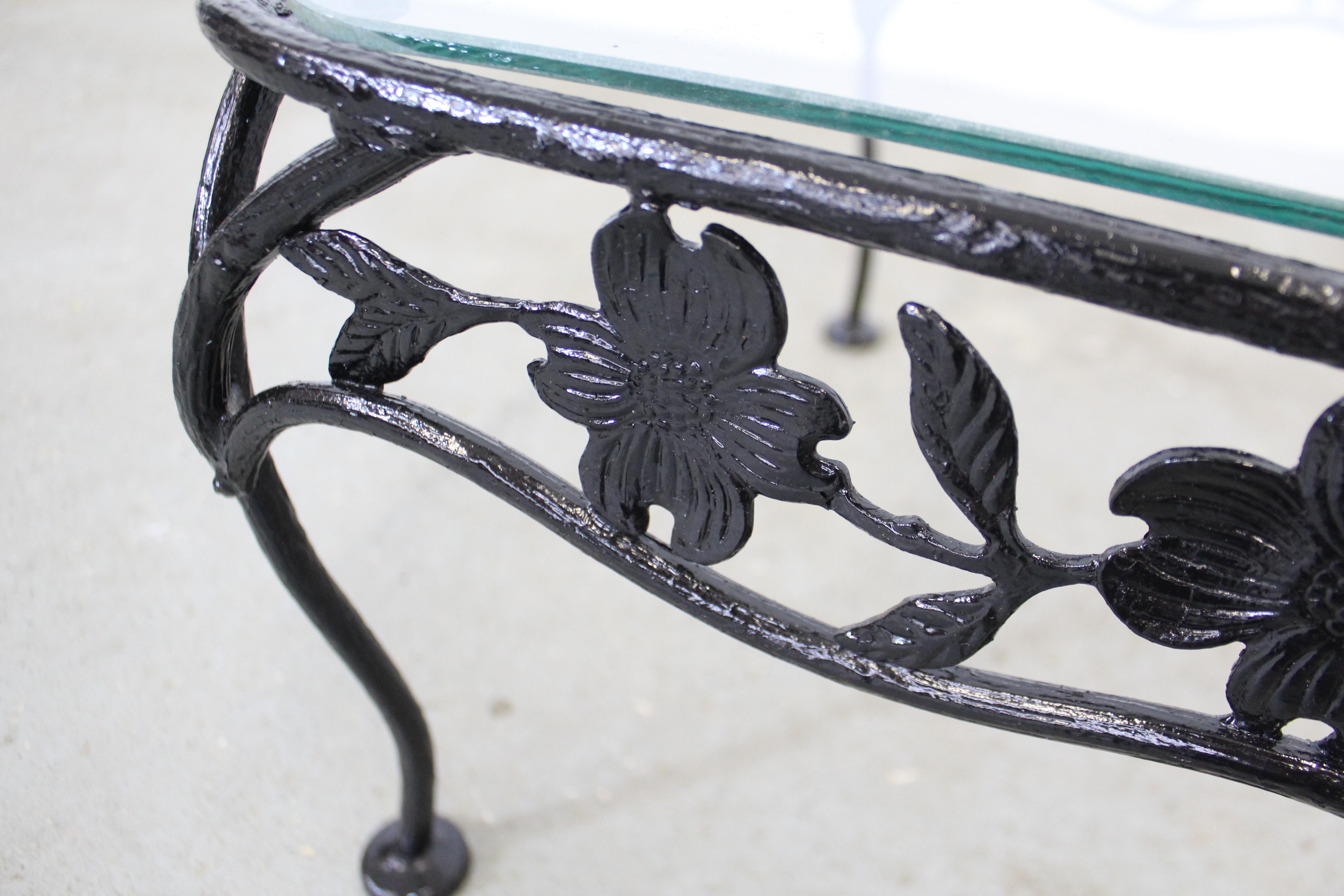 Vintage Meadowcraft Dogwood Wrought Iron Outdoor Square Accent End Table 1