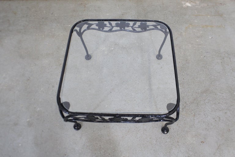 Vintage Meadowcraft Dogwood Wrought Iron Outdoor Square Accent End